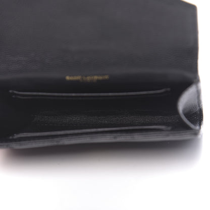 Saint Laurent Grain De Poudre Matelasse Chevron Small Monogram Envelope Wallet Black 5 of 9