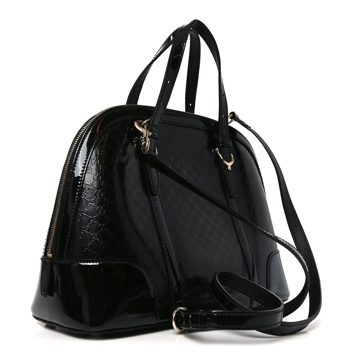 Patent Microguccissima Small Nice Top Handle Dome Bag Black