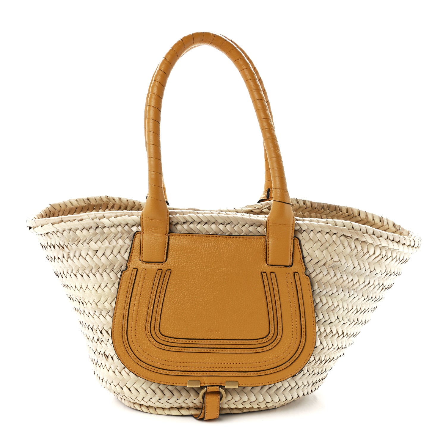 Chloe Raffia Small Grain Calfskin Medium Marcie Basket Yellow 1 of 11