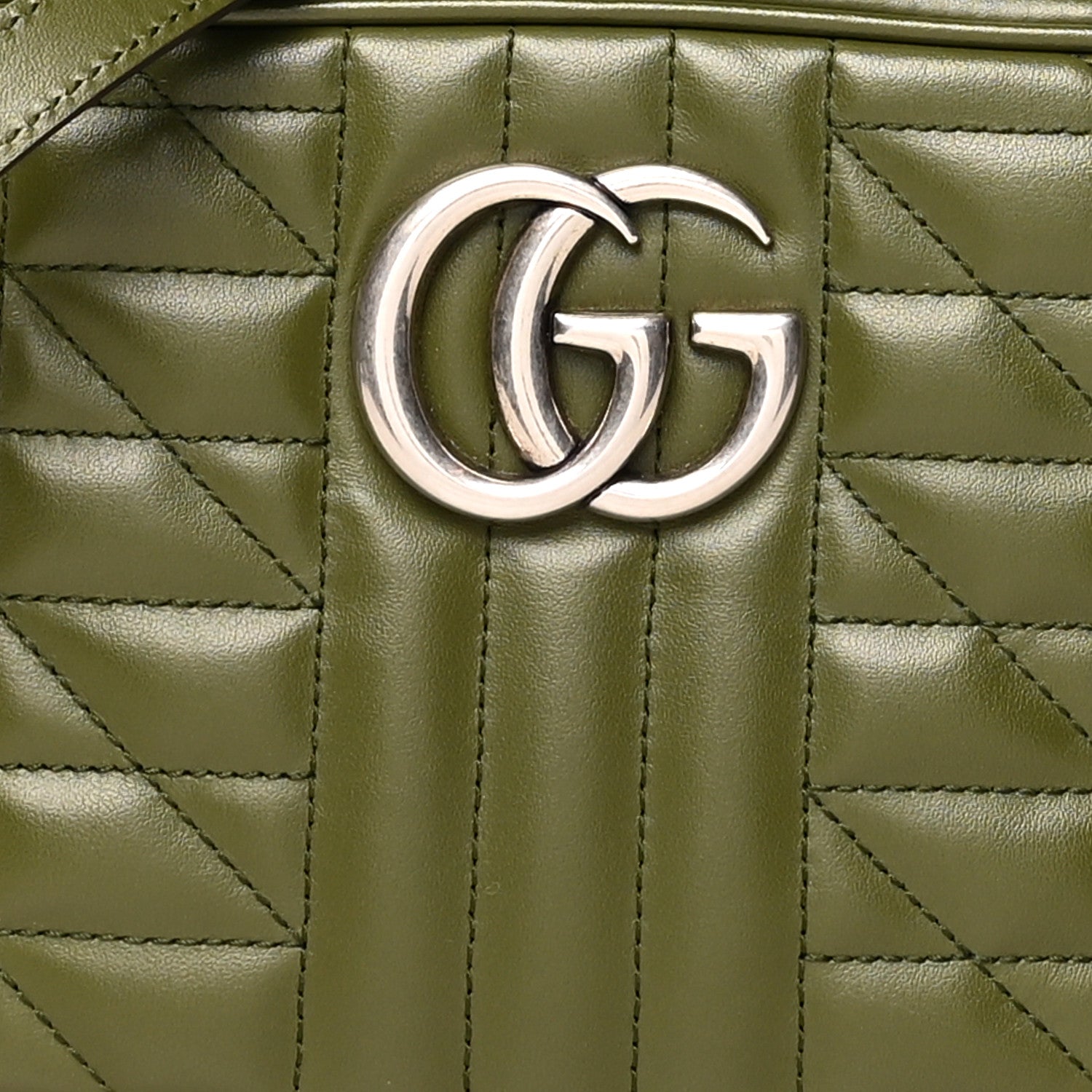 Gucci Calfskin Matelasse Aria Small GG Marmont Chain Shoulder Bag Military Wood 9 of 12