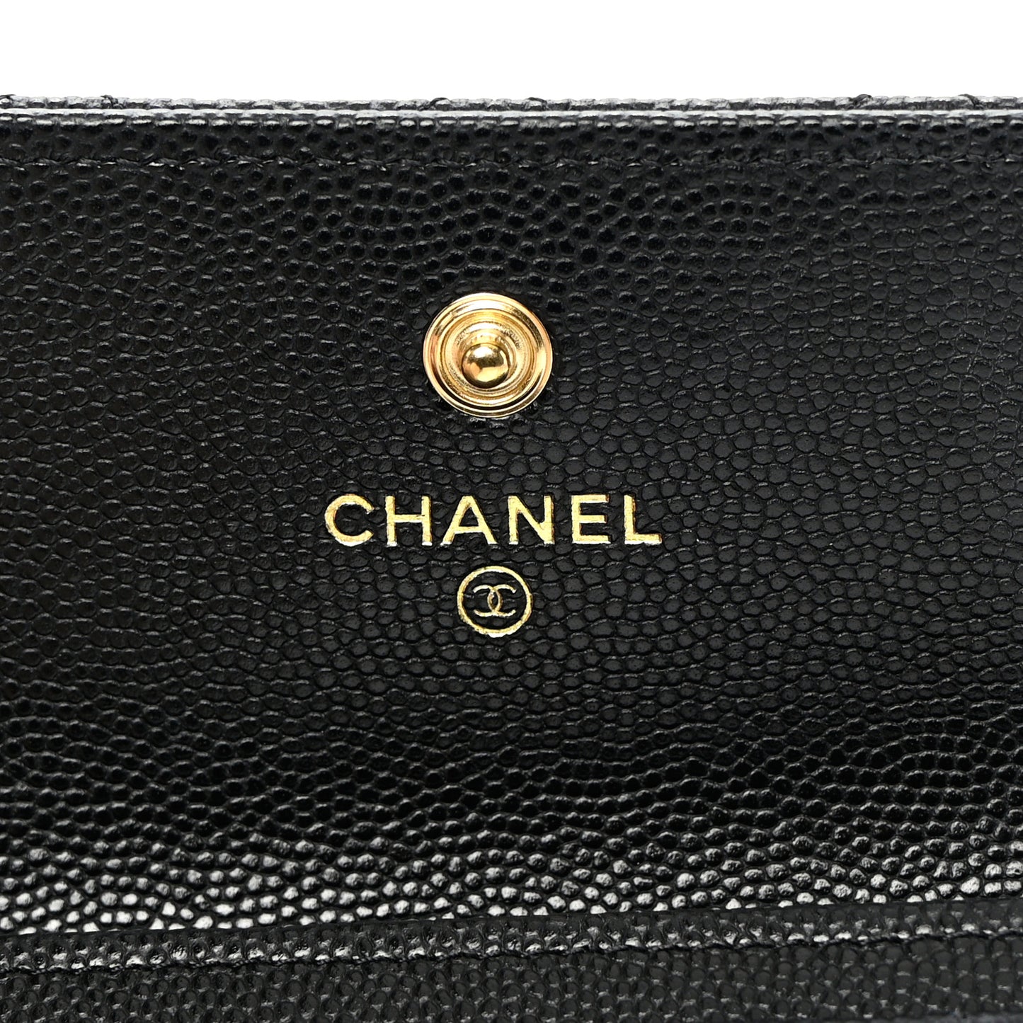 Caviar Quilted Enamel Coco Casino Flap Card Holder Wallet Black