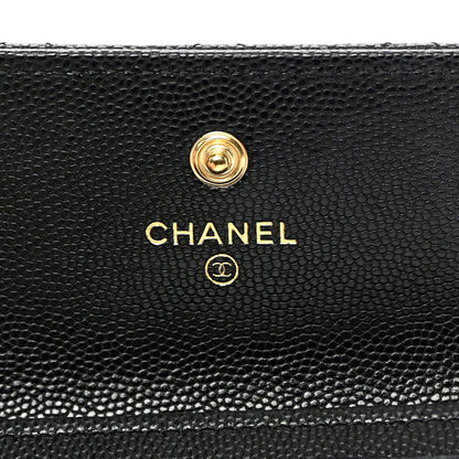 Chanel Caviar Quilted Enamel Coco Casino Flap Card Holder Wallet Black 6 of 9