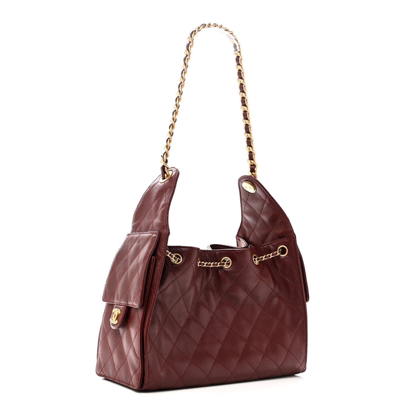 Caviar Quilted Small Chanel 25 Handbag Burgundy