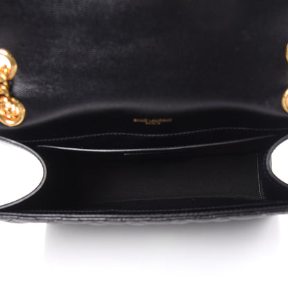 Saint Laurent Grain De Poudre Textured Mixed Matelasse Triquilt Medium Monogram Satchel Black 5 of 10