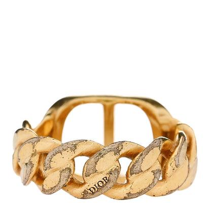 Christian Dior Metal Enamel Chain Ring L Black Gold 3 of 5