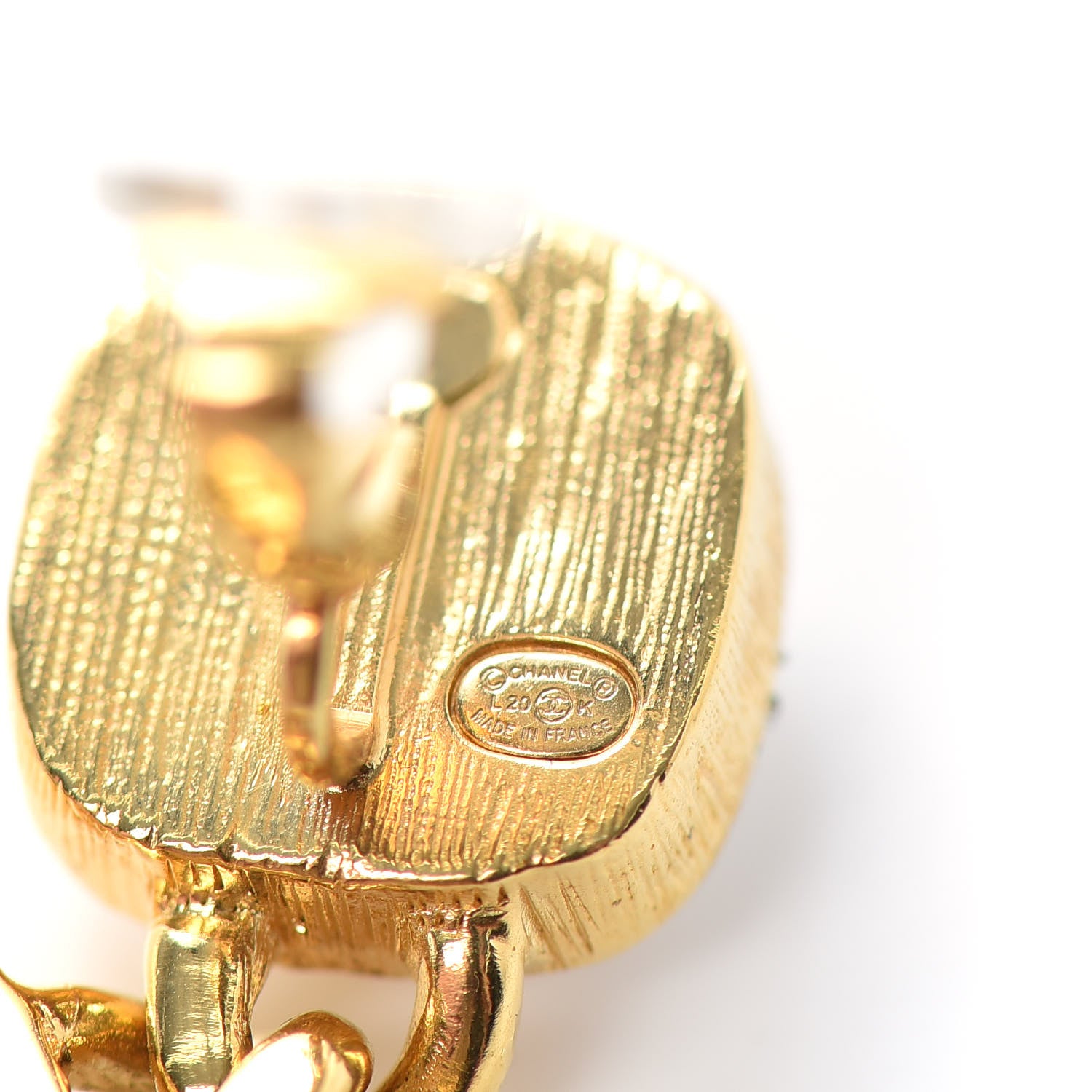 Chanel Pearl Stones CC Drop Earrings Gold 4 of 4