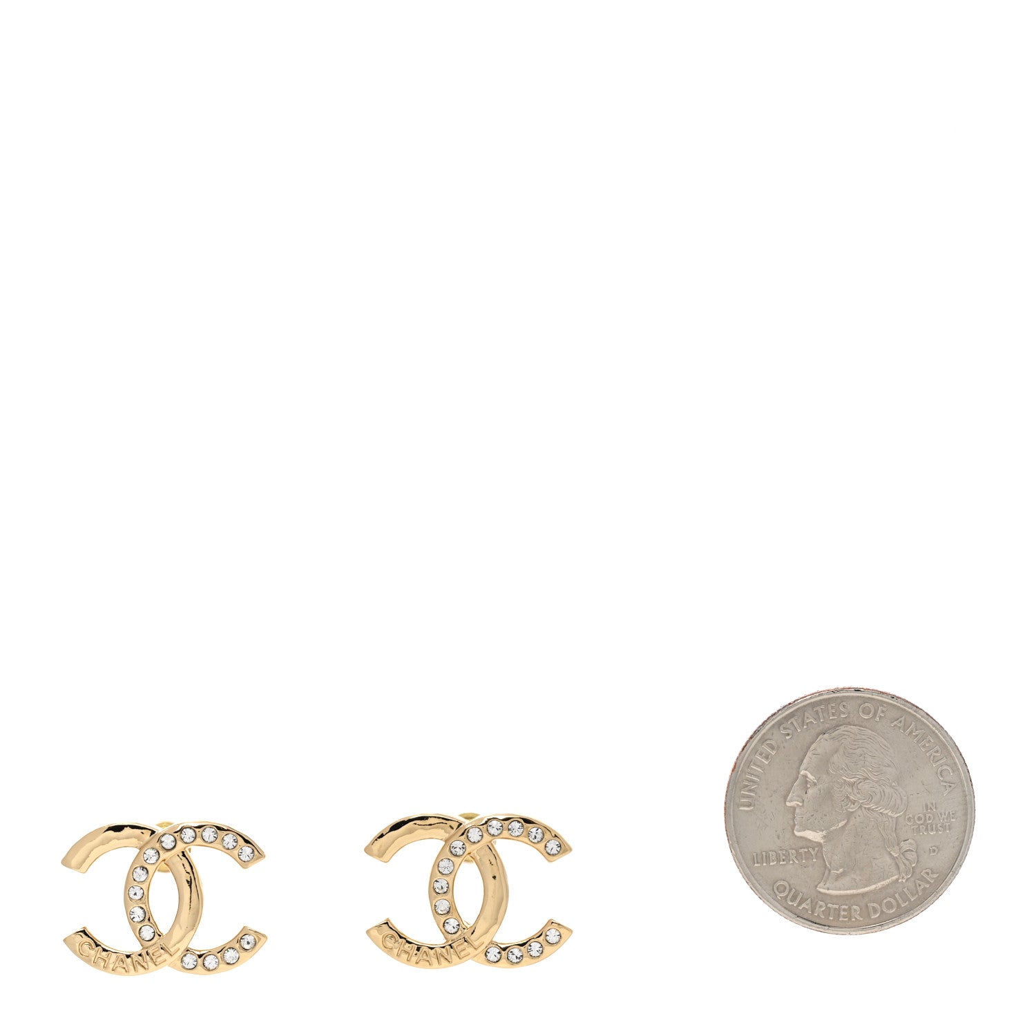 Chanel Crystal CC Logo Earrings Gold 2 of 4