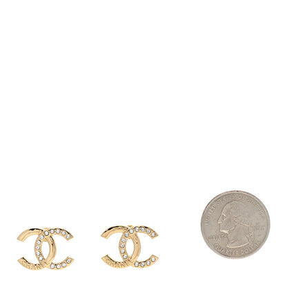 Chanel Crystal CC Logo Earrings Gold 2 of 4
