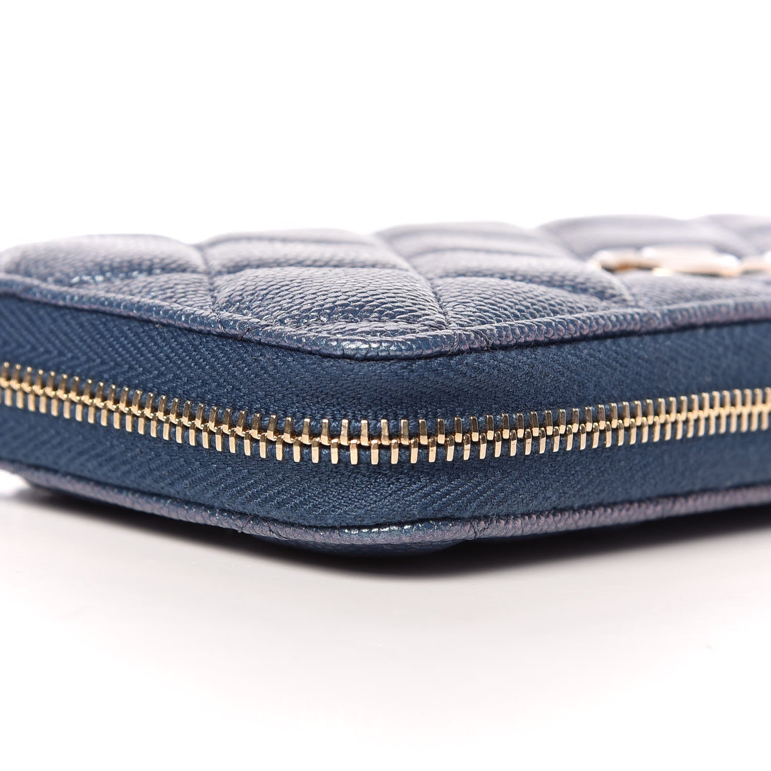 Chanel Iridescent Caviar Quilted Medium Zip Around Wallet Dark Blue 9 of 11