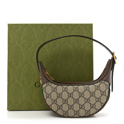 Gucci GG Supreme Monogram Textured Calfskin Web Mini Ophidia Half Moon Hobo Beige Ebony New Acero 10 of 10