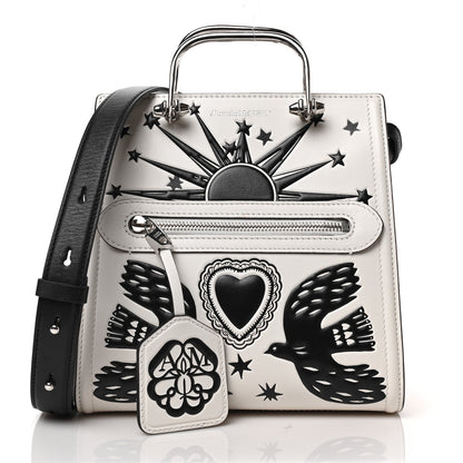 Alexander McQueen Calfskin The Short Story Dove Love Top Handle Bag White Black 1 of 8