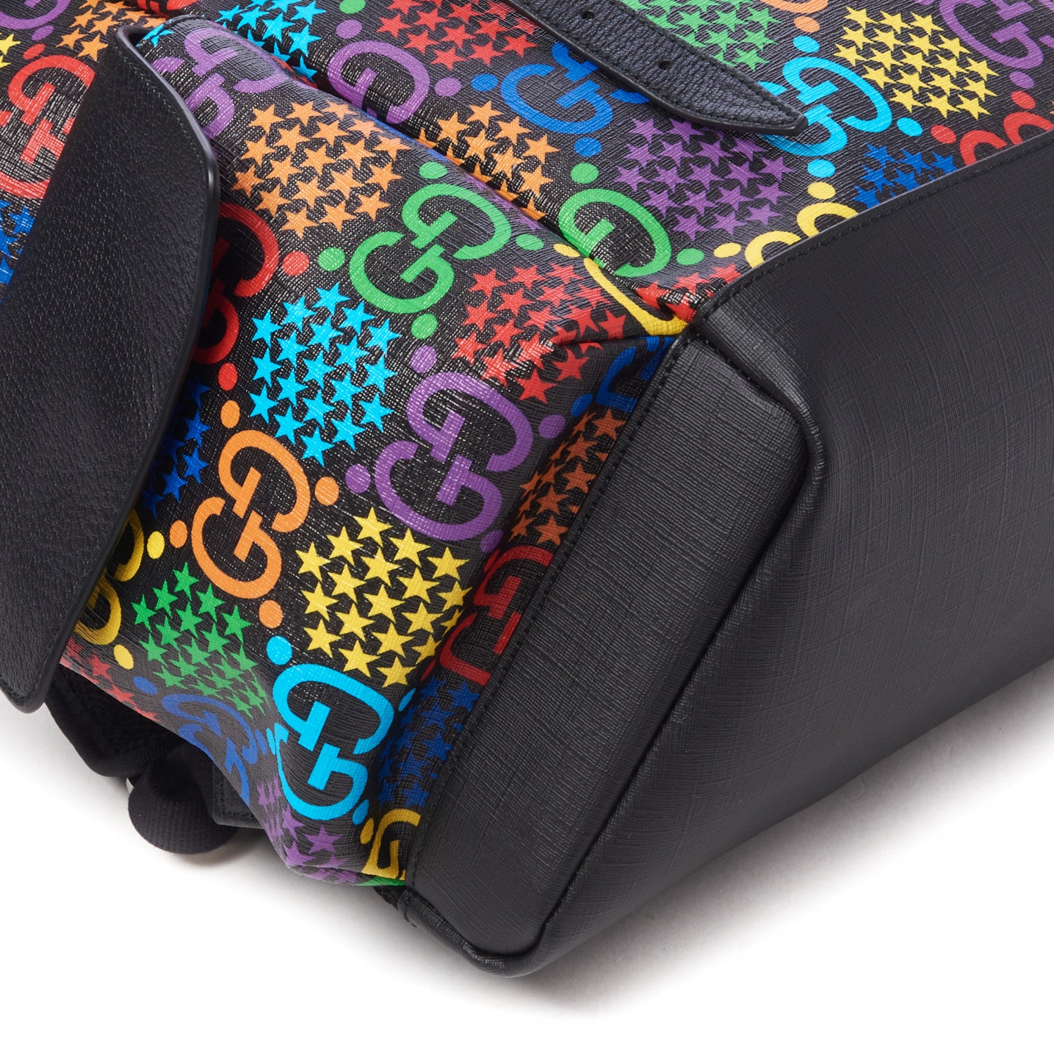 Gucci GG Supreme Monogram Psychedelic Medium Double Buckle Backpack Black Multicolor 4 of 7
