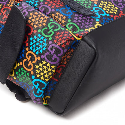 Gucci GG Supreme Monogram Psychedelic Medium Double Buckle Backpack Black Multicolor 4 of 7