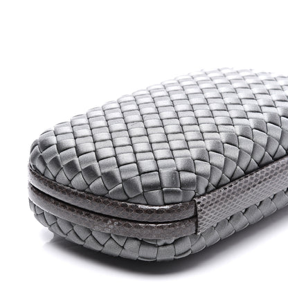 Bottega Veneta Satin Ayers Intrecciato Chain Knot Clutch Grey 6 of 8