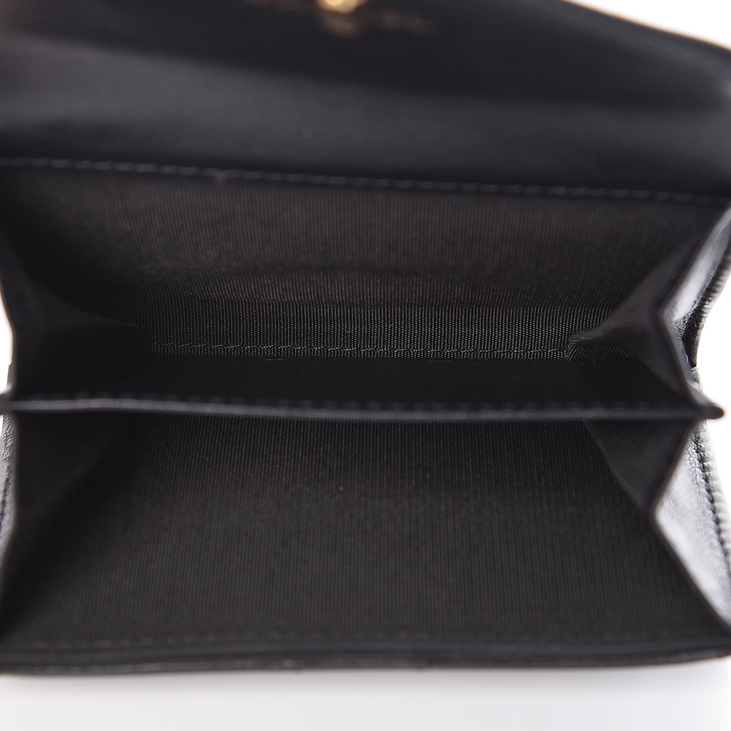 Chanel Lambskin Chevron Quilted Medallion CC Card Holder Black 7 of 10
