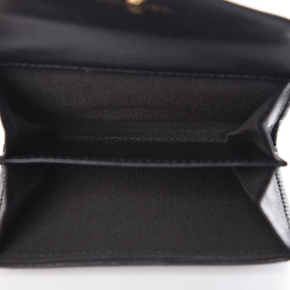 Chanel Lambskin Chevron Quilted Medallion CC Card Holder Black 7 of 10