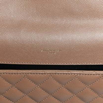 Saint Laurent Grain De Poudre Textured Mixed Matelasse Triquilt Large Monogram Satchel Cork 8 of 13