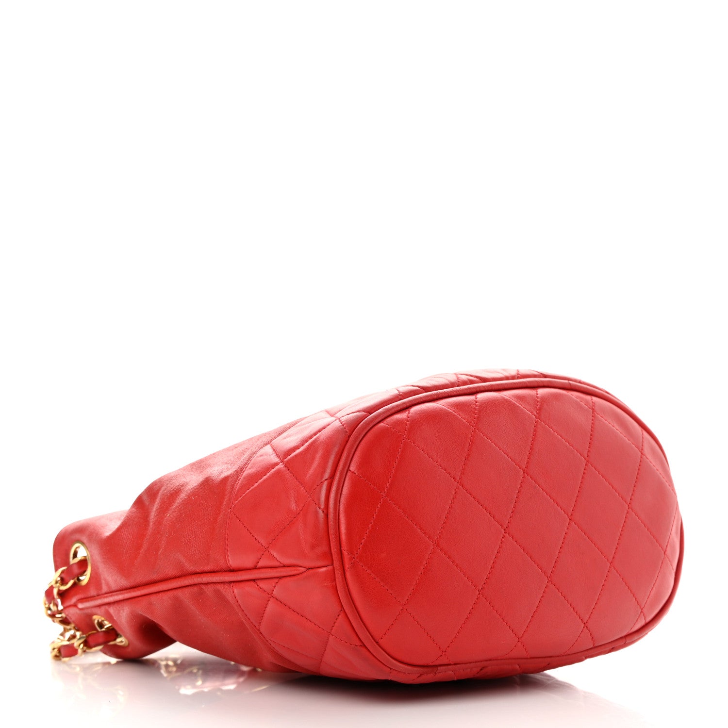 Chanel Lambskin CC Drawstring Shoulder Bag Red 4 of 20