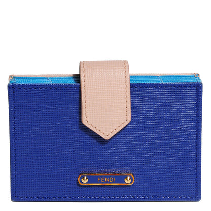 Fendi Vitello Elite Gusseted Card Holder Blue Neon Multicolor 1 of 10