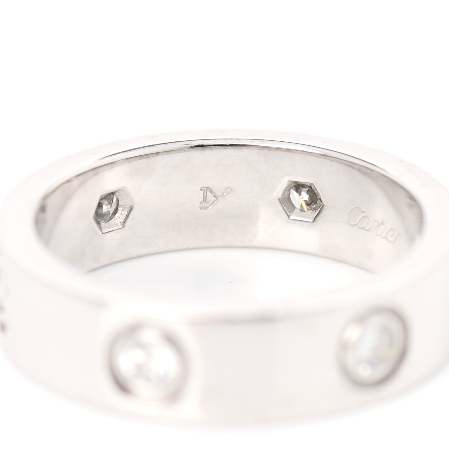 18K White Gold 6 Diamond 5.5mm LOVE Ring 54 7