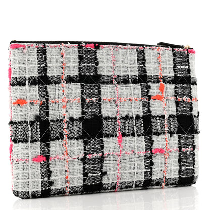 Chanel Tweed Lambskin Chain 20s Signe Medium Cosmetic Case White Black Multicolor 3 of 7