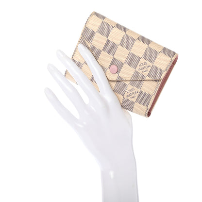 Louis Vuitton Damier Azur Victorine Wallet Rose Ballerine 2 of 7