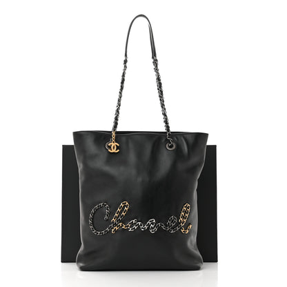 Chanel Calfskin Chain 20s Signe Tote Black 12 of 12
