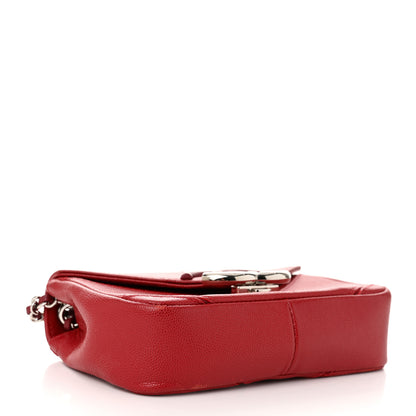 Chanel Caviar Macro Chevron Small Single Flap Red 4 of 11