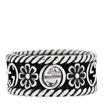 Gucci Sterling Silver Interlocking G Flower Ring 50 5.25 1 of 6