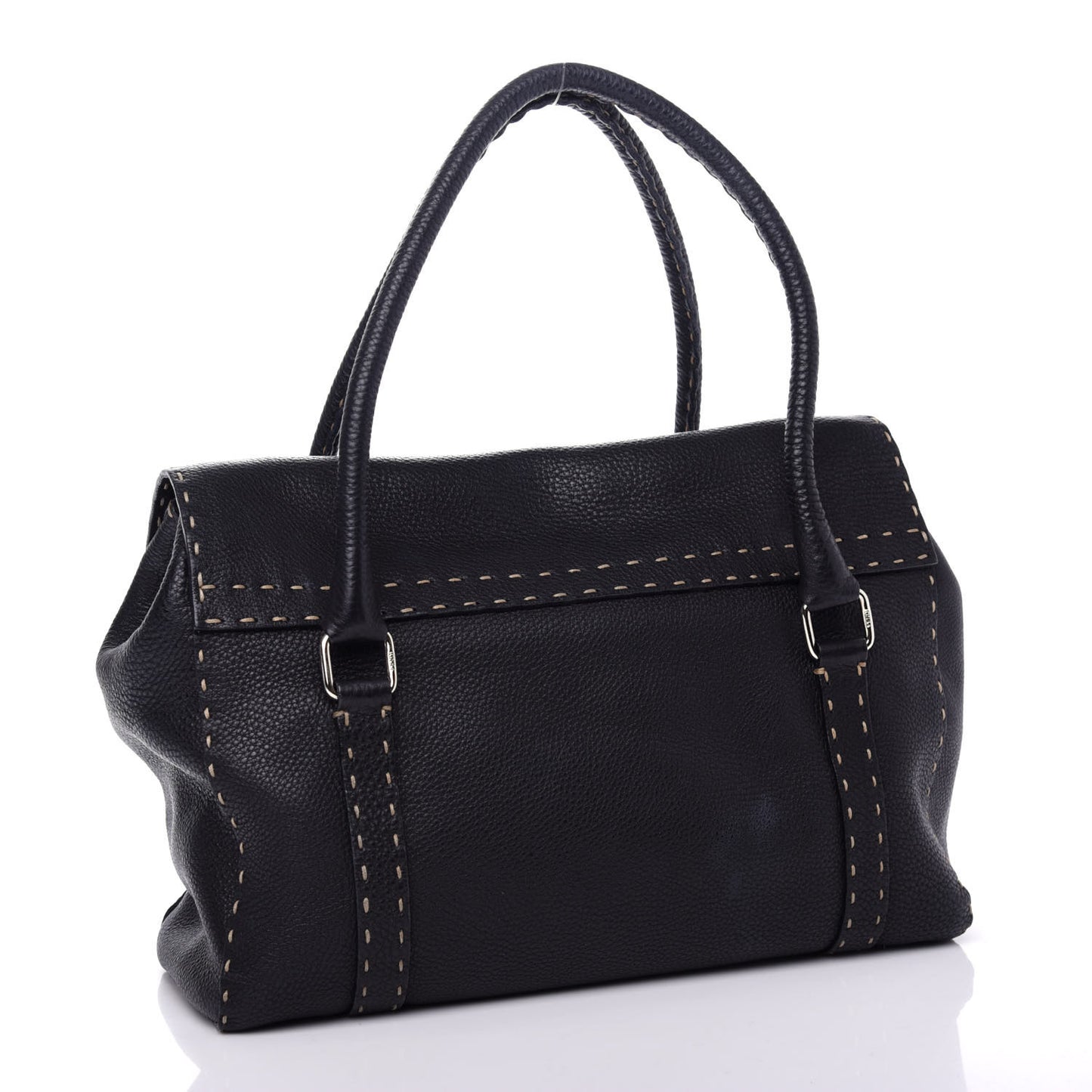 Calfskin Romano Selleria Medium Linda Satchel Black