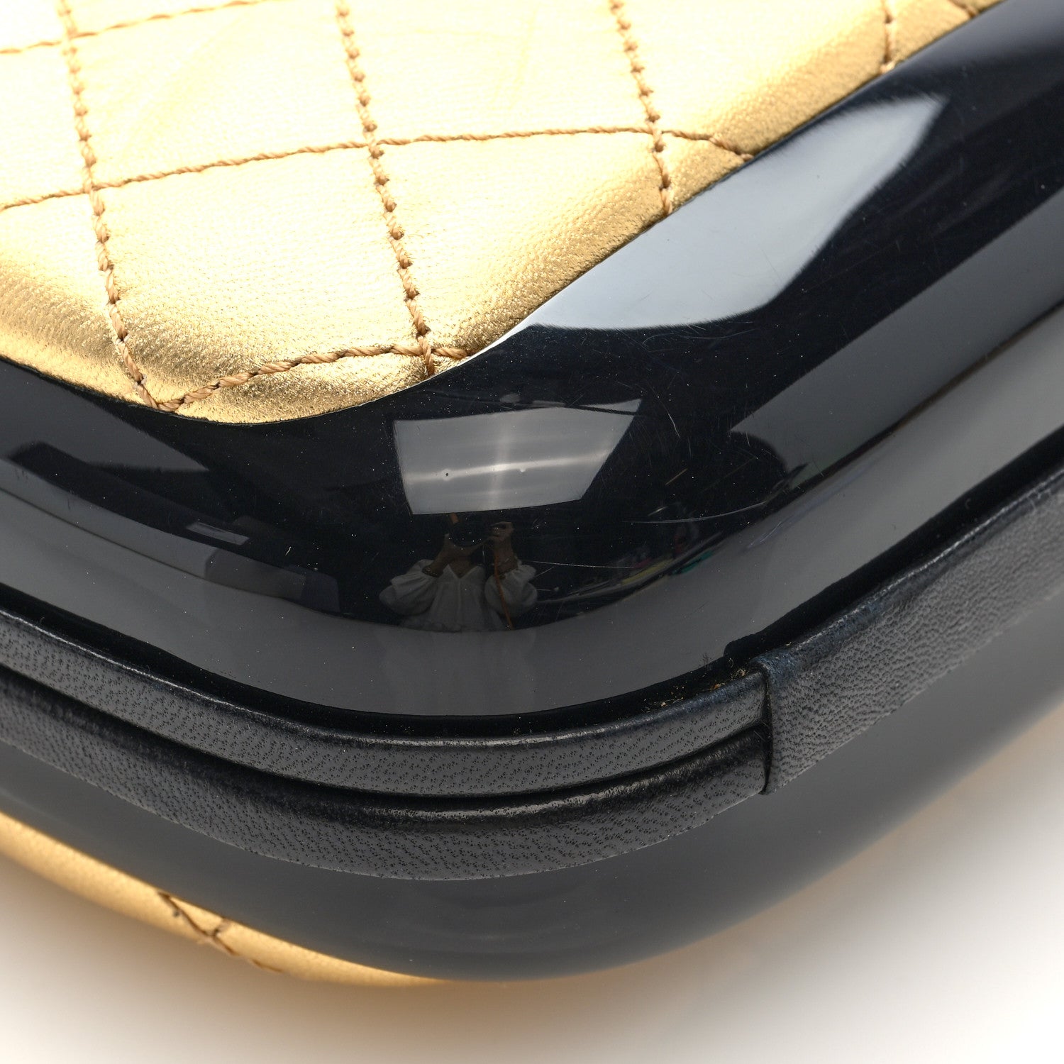 Chanel Lambskin Quilted Plexiglass Box Bag Black Gold 9 of 11