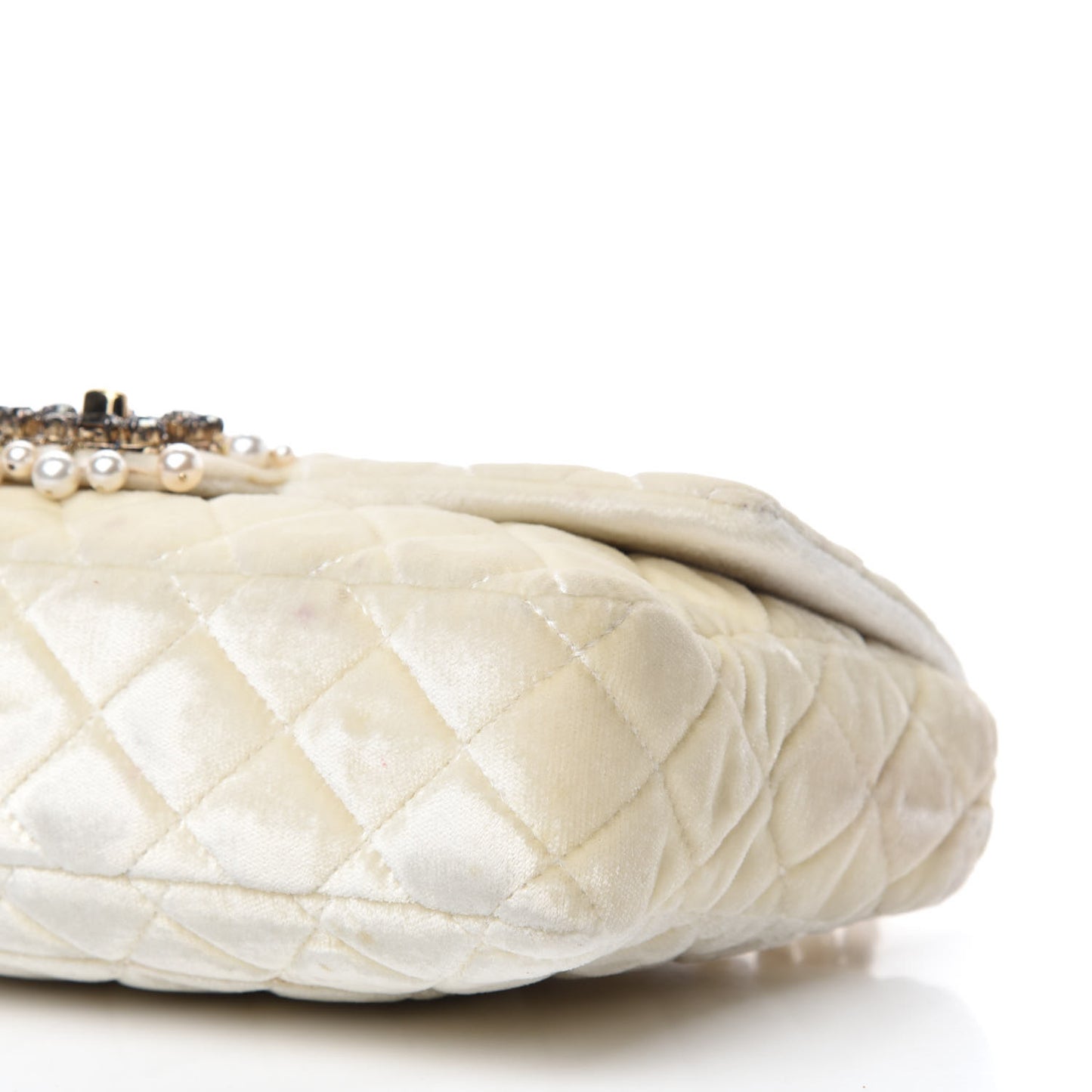 Velvet Pearl Quilted Medium Single Flap White