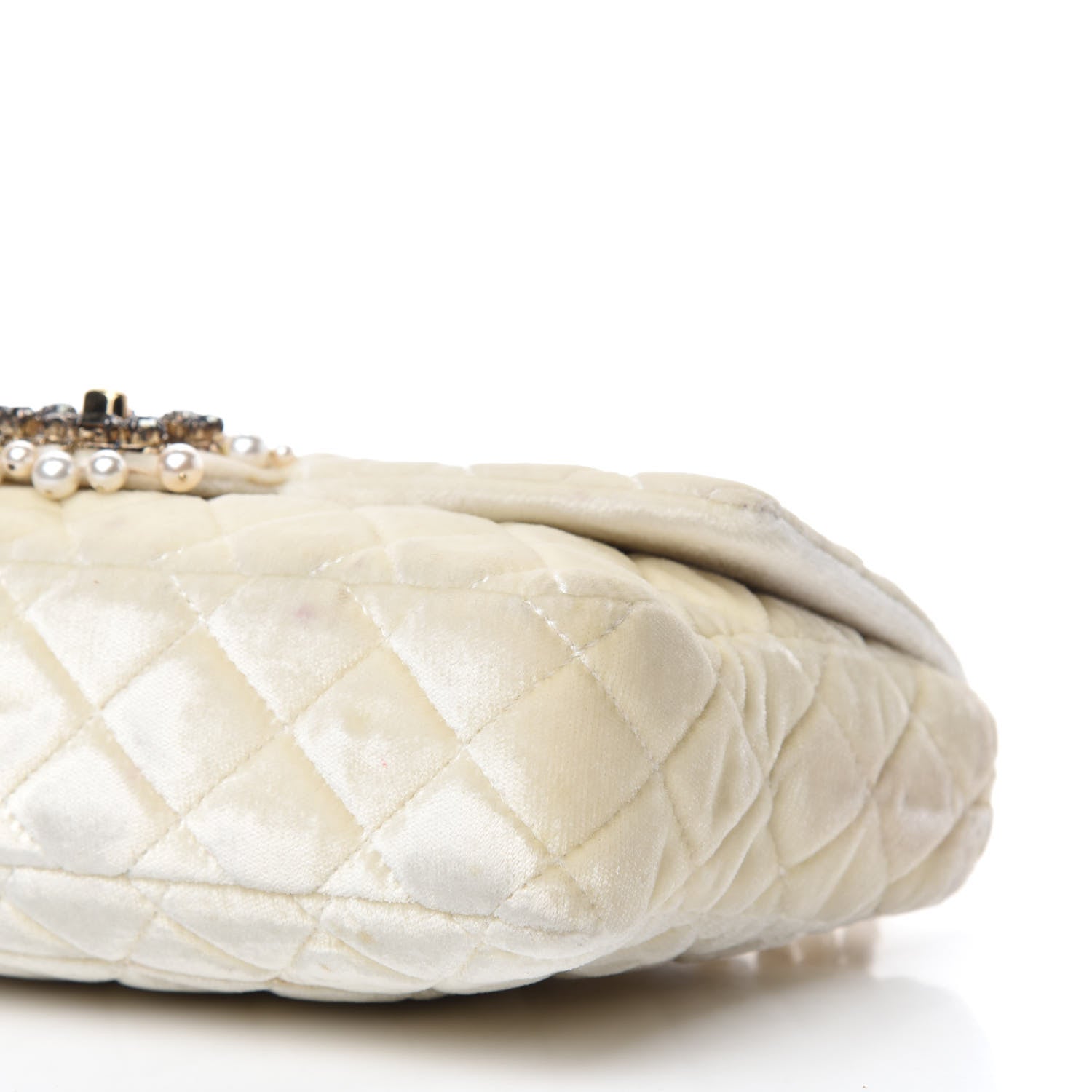 Chanel Velvet Pearl Quilted Medium Single Flap White 7 of 14