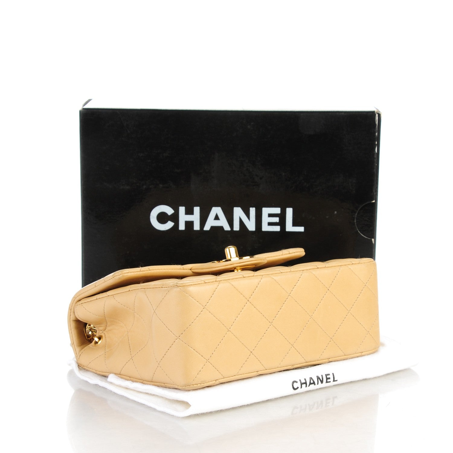 Chanel Lambskin Quilted Mini Square Flap Beige 4 of 10