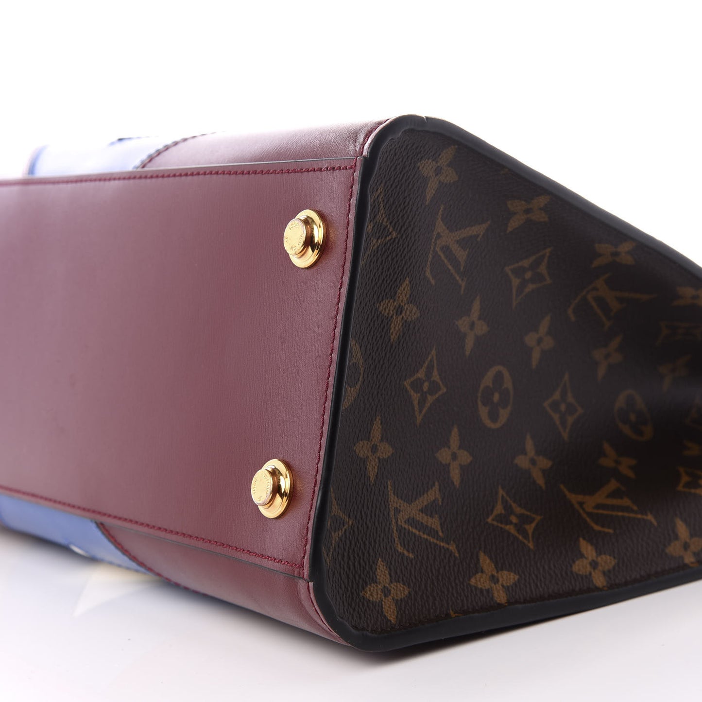 Calfskin Monogram City Steamer MM Blue Burgundy White