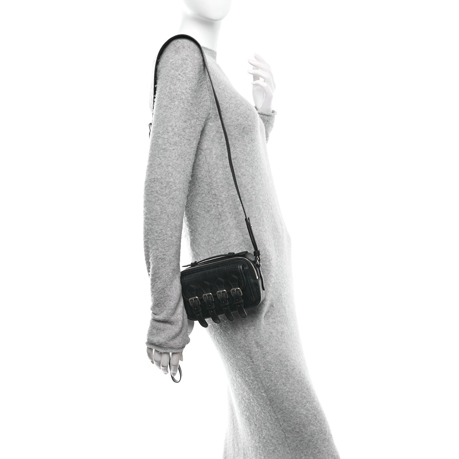 Mulberry x ACNE STUDIOS Calfskin Crocodile Embossed Mini Messenger Bag Black 2 of 9