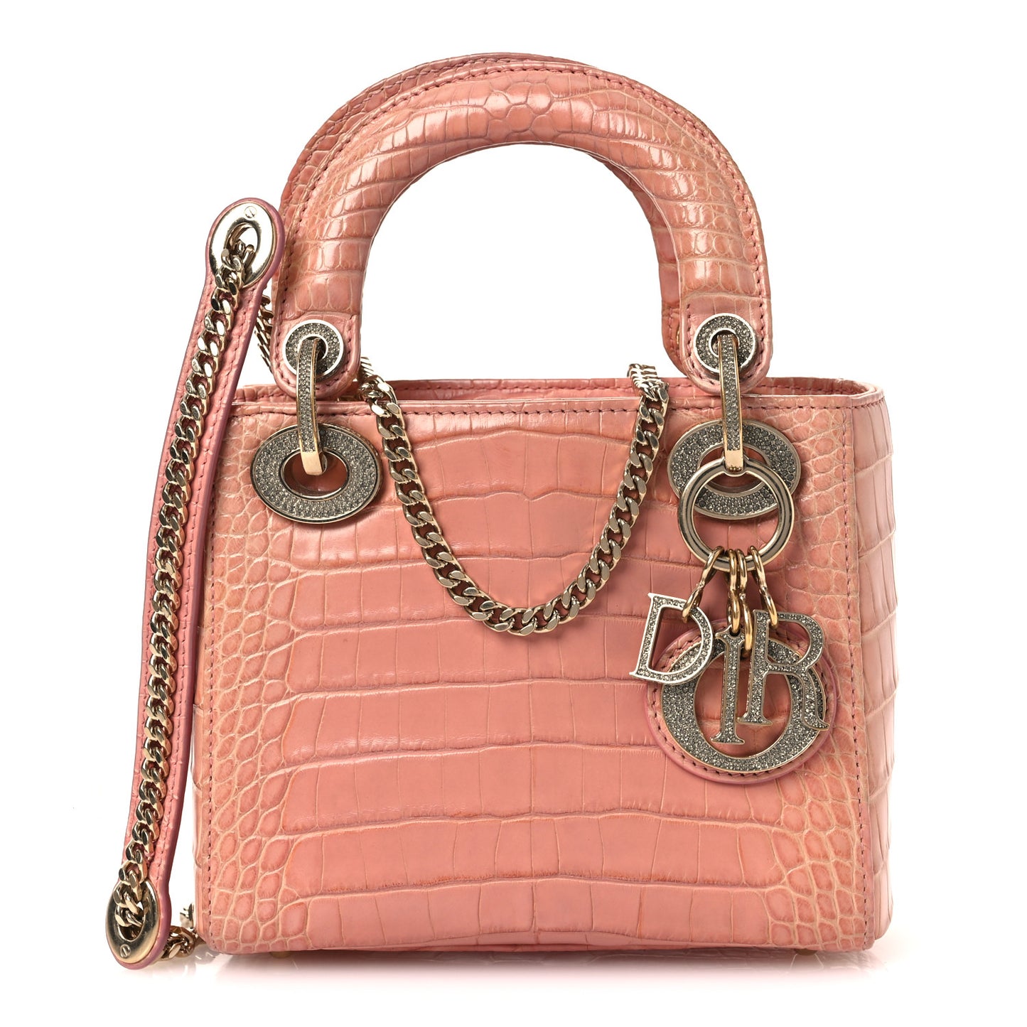 Alligator Crystal Mini Lady Dior Pink