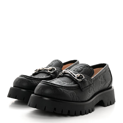 Gucci Magnum Calfskin Nappa Samoa Womens Horsebit Platform Chunky Lug Sole 40mm Loafers 38 Black 3 of 9