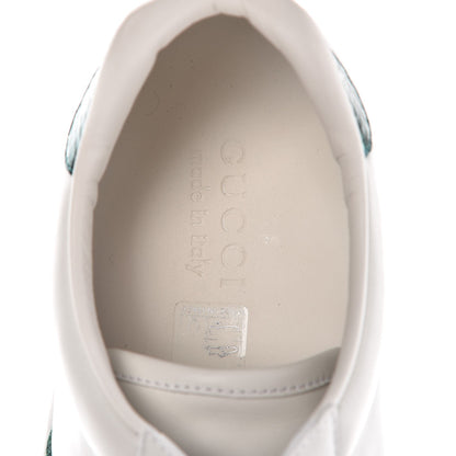 Gucci Miro Soft Calfskin Laminated Ayers Web Bee Embroidered Mens Ace Sneakers 9.5 White Red Flame Green 6 of 12