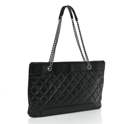 Chanel Glazed Calfskin Quilted Shopping Tote Black 4 of 11