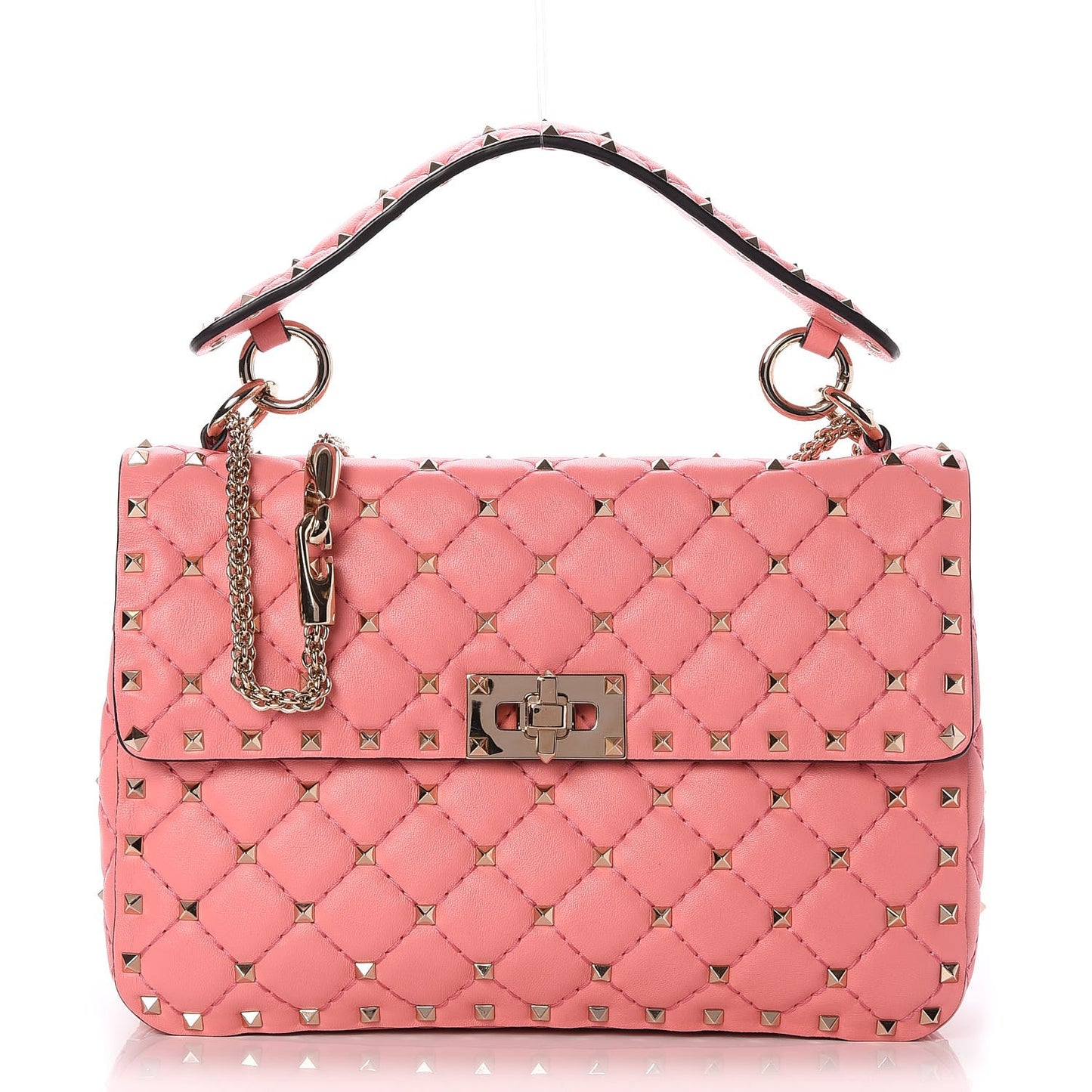 Nappa Medium Rockstud Spike Shoulder Bag Paradise Rose
