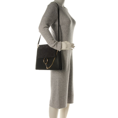 Chloe Suede Calfskin Medium Faye Shoulder Bag Carbon Grey 2 of 7