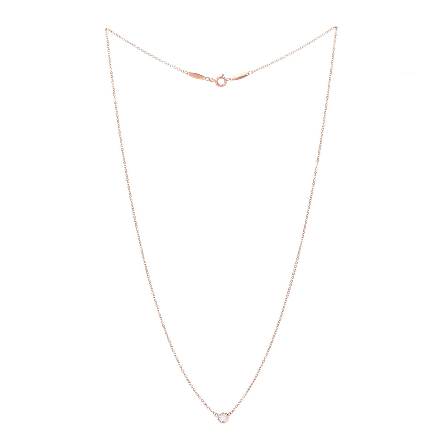 18K Rose Gold Diamond .21ct Elsa Peretti Diamonds by the Yard Pendant Necklace