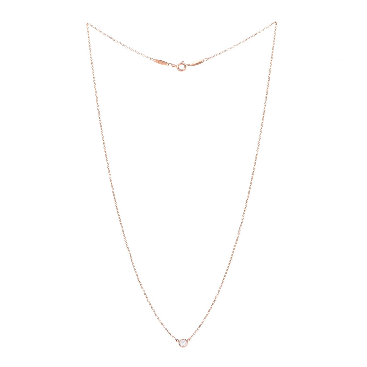 Tiffany 18K Rose Gold Diamond .21ct Elsa Peretti Diamonds by the Yard Pendant Necklace 3 of 6