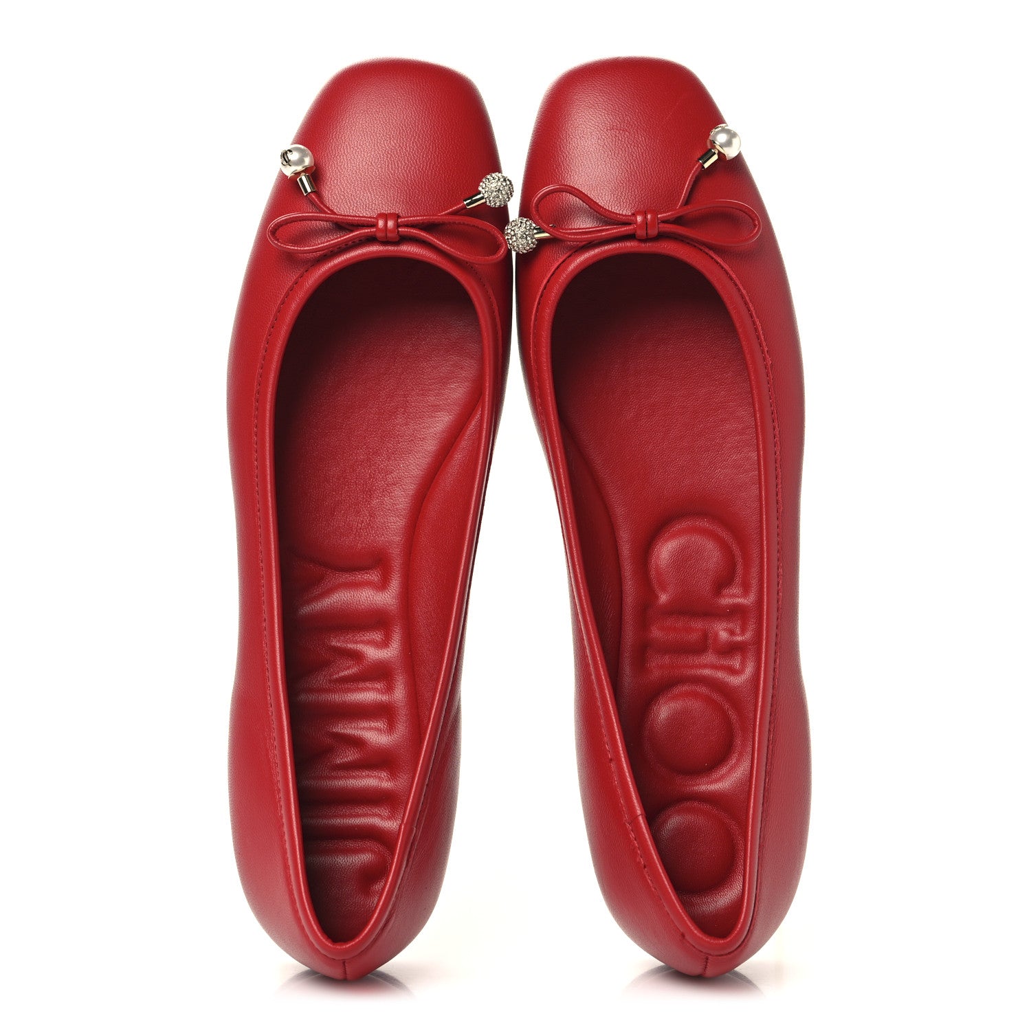 Jimmy Choo Nappa Pearl Elme Flats 39.5 Postbox Red 2 of 9