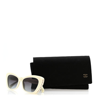 Chanel Acetate Pearl Cat Eye CC Sunglasses 5481-H White 9 of 9