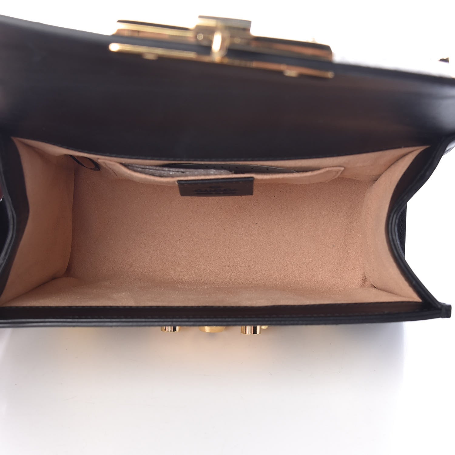 Gucci Calfskin GG Supreme Monogram Small Padlock Shoulder Bag Black Gold 5 of 13