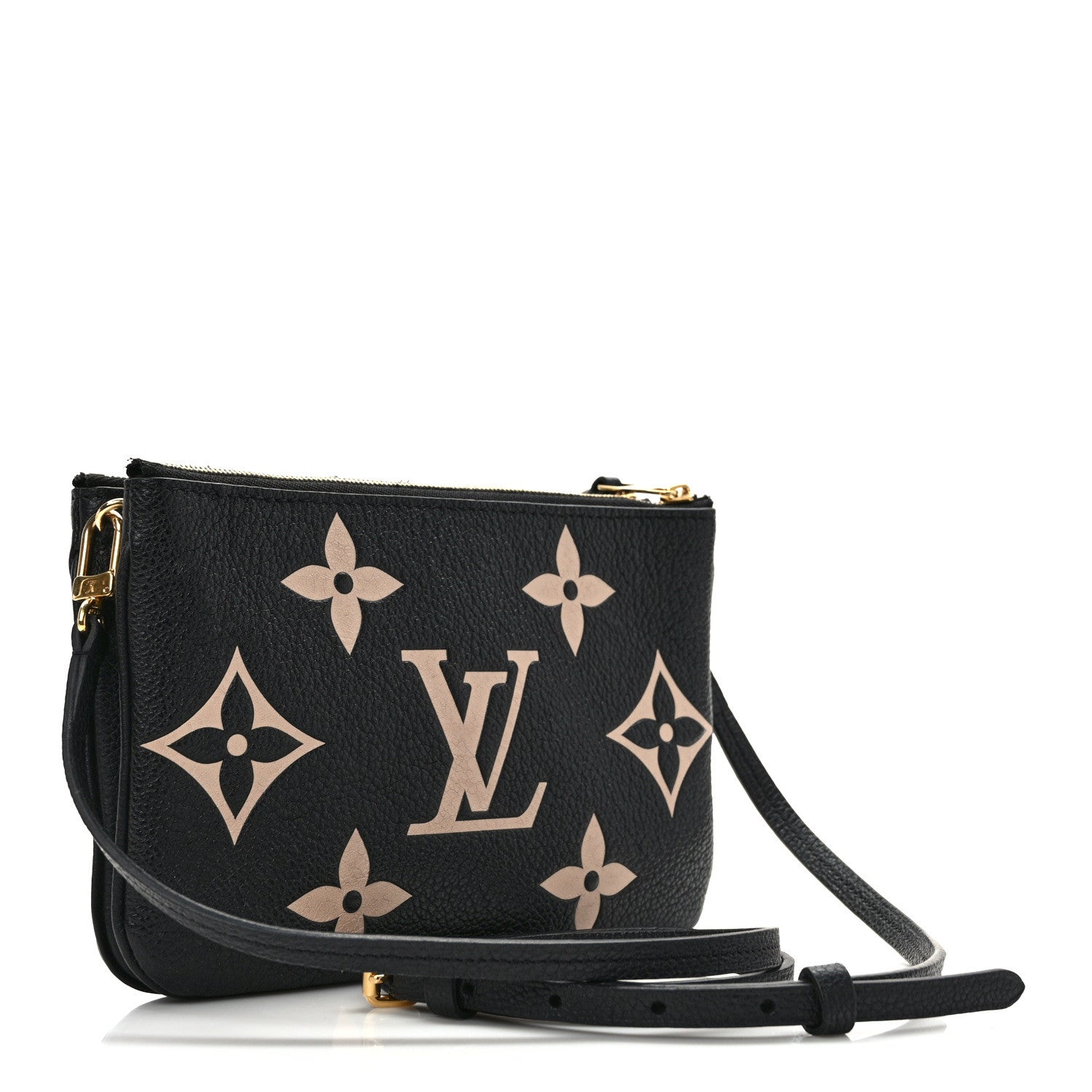 Louis Vuitton Empreinte Monogram Giant Double Zip Pochette Black Cream 3 of 14
