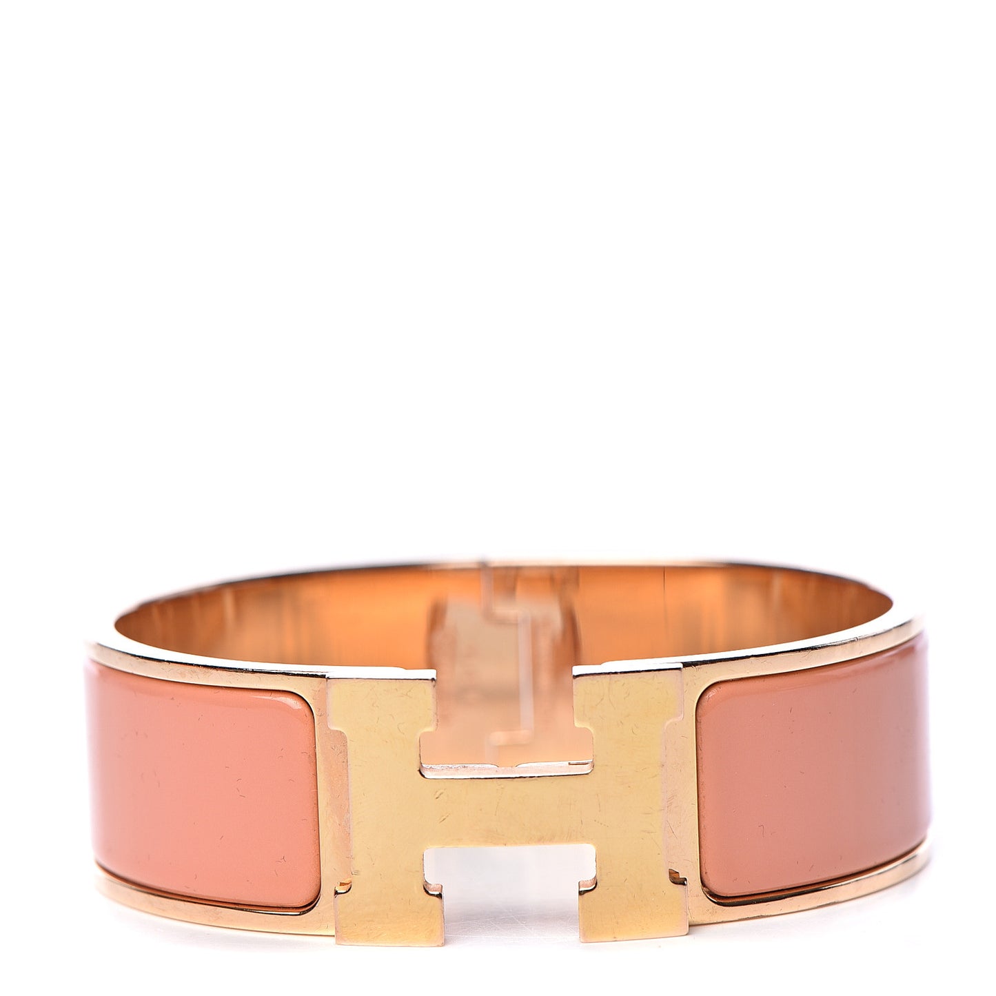 Enamel Wide Clic Clac H Bracelet GM Rose Saumon