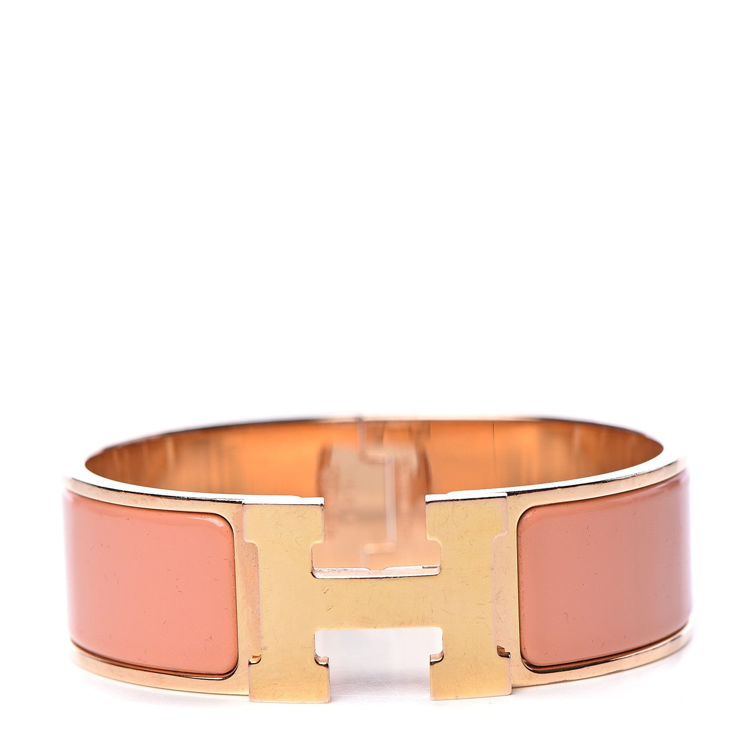 Hermes Enamel Wide Clic Clac H Bracelet GM Rose Saumon 1 of 6